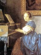 VERMEER VAN DELFT, Jan Lady Seated at a Virginal (detail) aer oil on canvas